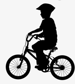 头盔剪影儿童带头盔骑自行车剪影高清图片