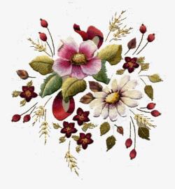 刺绣艺术装饰花卉图案素材