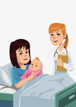 出生的宝宝给产妇检测身体的医生高清图片