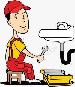 卫浴水管水管维修工人高清图片