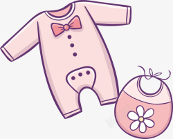 婴幼儿用品促销粉红色连脚裤围兜卡通可爱婴儿用高清图片