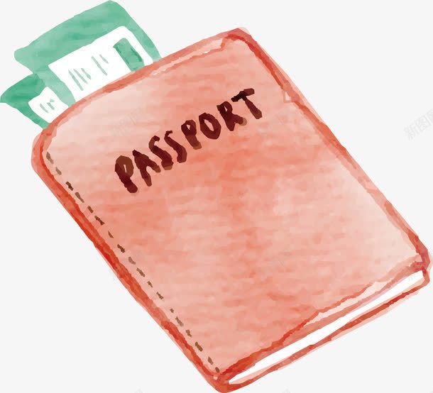 手绘粉色护照png免抠素材_新图网 https://ixintu.com 手绘护照 护照 水彩风格 矢量png 粉色护照 飞机票