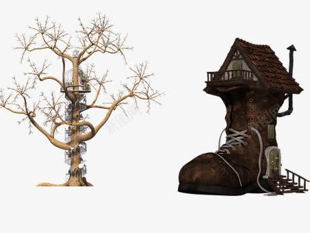 鞋子屋png免抠素材_新图网 https://ixintu.com 动画电影中的黑暗元素 女巫房屋 巫婆居住的地方 童话海报装饰 鞋子屋子
