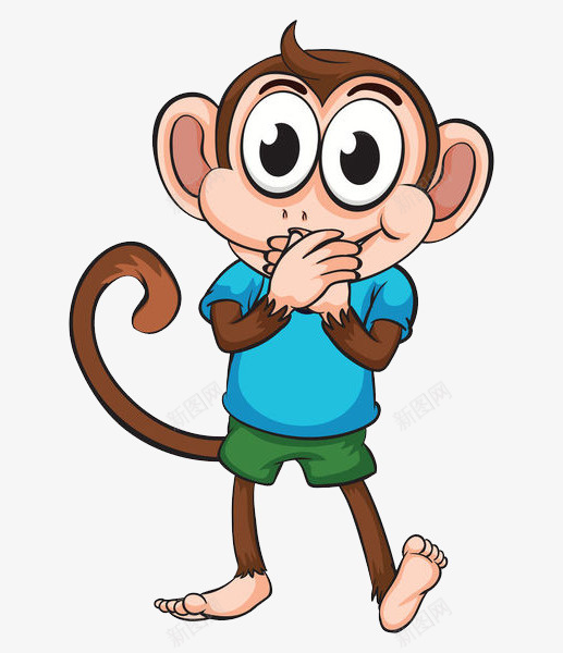 捂嘴笑的猴子png免抠素材_新图网 https://ixintu.com 动物 哺乳动物 捂嘴 有尾巴 活动灵活 爱吃香蕉 猴子 猴子尾巴 略像人 身上有毛