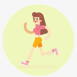 有氧健身运动长发女士人物马拉松比赛矢量图高清图片