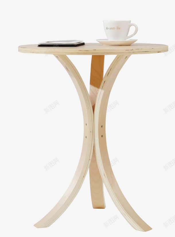弯曲木茶几png免抠素材_新图网 https://ixintu.com 咖啡杯 咖啡桌 学习桌 家具 木头