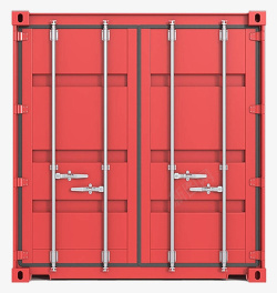 装货物红色集装箱的后门高清图片