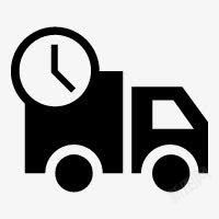 卡车图标黑色卡通手绘钟表卡车标志发货图标高清图片