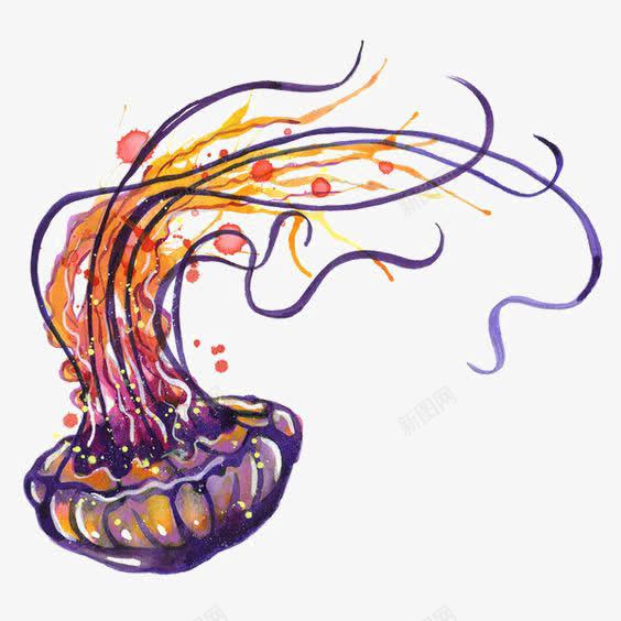 水母png免抠素材_新图网 https://ixintu.com 动物 卡通 彩色水母 手绘 海洋 红色水母