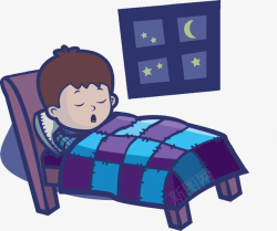 手绘夜景睡觉的小孩高清图片