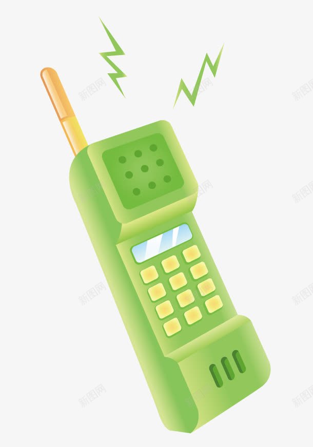 绿色的大哥大png免抠素材_新图网 https://ixintu.com 写实 手机 手绘 拟物化 电话 绿色