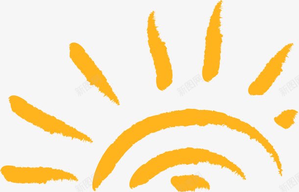 橙色手绘太阳png免抠素材_新图网 https://ixintu.com 手绘简笔画太阳天气晴
