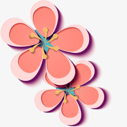 立体粉色花卉装饰图案装饰3D立体雕花矢量图高清图片