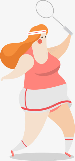 减肥的女人打羽毛球的肥胖女人高清图片