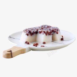 红豆小蛋糕托盘风味椰奶红豆糕高清图片