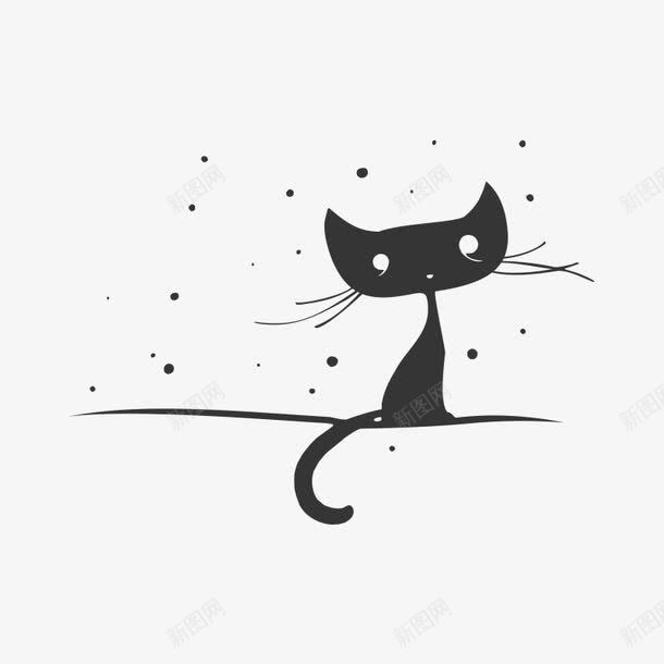 卡通小猫咪png免抠素材_新图网 https://ixintu.com 剪影 卖萌小猫 卡通 可爱 尾巴 手绘 猫咪 简图 胡须 黑色的