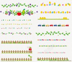 盘绕篱笆叶子可爱彩色分割线高清图片