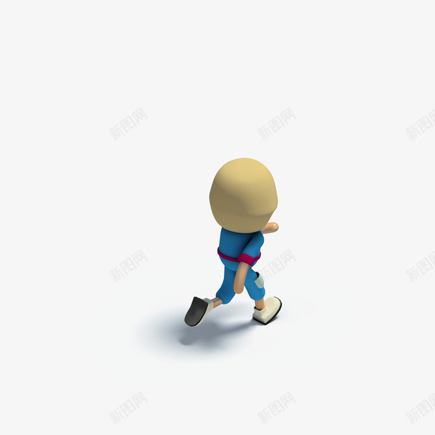 黄色头发小人模型png免抠素材_新图网 https://ixintu.com 一套衣服 可爱 立体 等轴3D 而背面 蓝色衣服 高清 高端