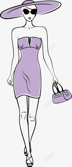 女装真丝紫色真丝连衣裙高清图片