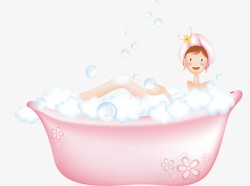 粉色肥皂卡通美女沐浴高清图片