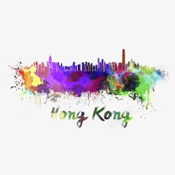 水彩画香港建筑群水彩香港香港建筑群高清图片