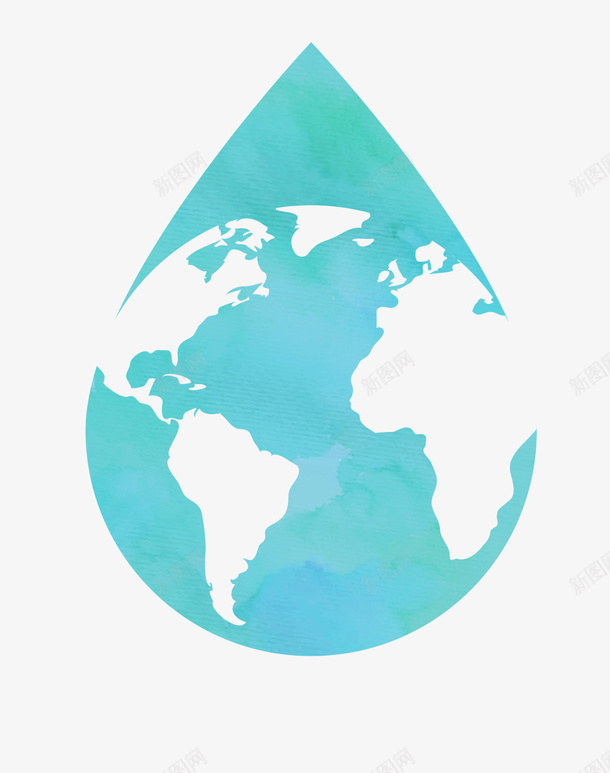 蓝色水彩地球水滴png免抠素材_新图网 https://ixintu.com 世界环境日 地球水滴 爱护环境 环保 生态循环 自然 蓝色水滴