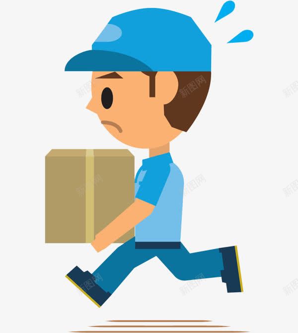 搬箱子的男孩png免抠素材_新图网 https://ixintu.com 卡通 快递员 搬货员 搬运工 沉重的 男孩 疲劳的 箱子