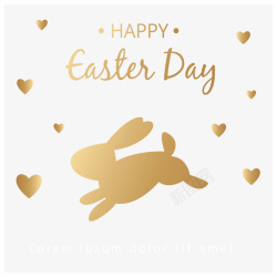 金色复活节金色奔跑的可爱兔子高清图片