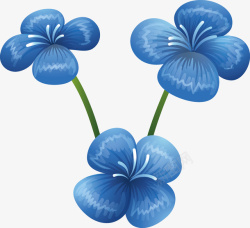 手绘水彩植物蓝色蝴蝶兰矢量图素材
