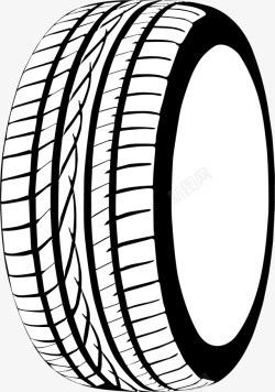 黑白轮胎细致纹理汽车轮胎矢量图高清图片