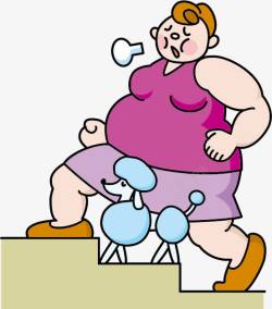 胖女人减肥减肥卡通图矢量图高清图片