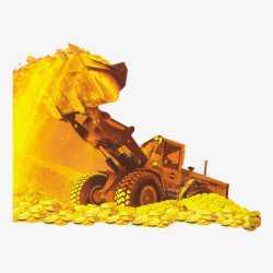 金矿素材挖掘机挖金矿高清图片