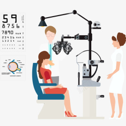 医疗器械插画眼科医生和病人插画矢量图高清图片