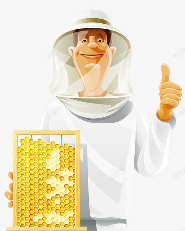 竖着大拇指的养蜂人png免抠素材_新图网 https://ixintu.com 养蜂 卡通人物插画 大拇指手势 收获 知识收获 蜂蜜