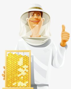 卡通人物大拇指竖着大拇指的养蜂人高清图片