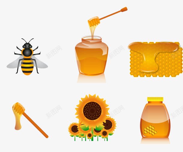 甜蜜的蜂蜜png免抠素材_新图网 https://ixintu.com 向日葵 玻璃坛子 蜂蜜 蜜糖 蜜罐
