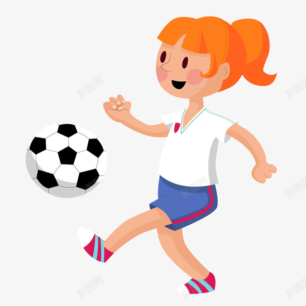 踢足球的女孩人物png免抠素材_新图网 https://ixintu.com 人物设计 卡通 女孩 女足 校园运动会 踢球 运动