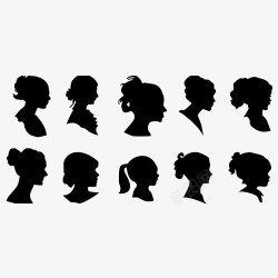 长发辫子10种女生侧脸图标高清图片