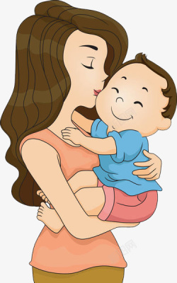 母亲亲吻婴儿插画素材