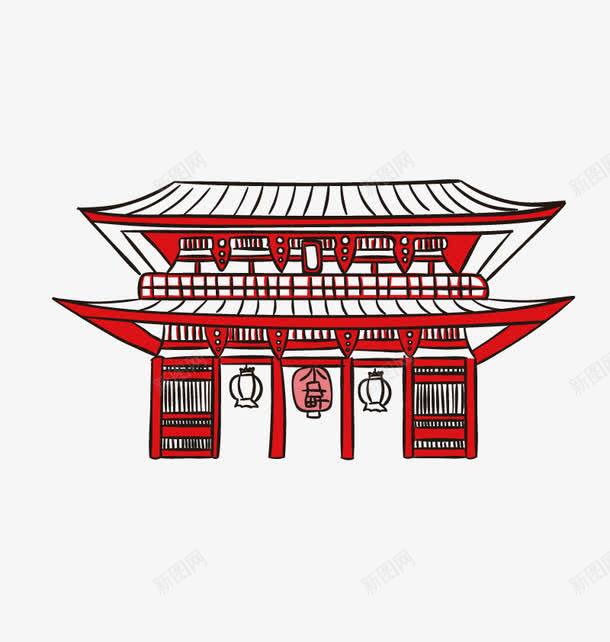 京都建筑png免抠素材_新图网 https://ixintu.com 建筑矢量 旅游 日式 日式古建筑 日本 红色