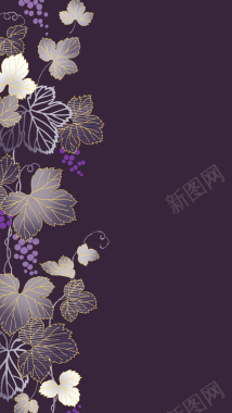 高贵紫色侧边大花底图H5背景背景