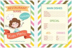 儿童菜单儿童餐厅菜单矢量图高清图片