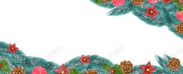 圣诞松枝槲寄生背景jpg设计背景_新图网 https://ixintu.com 圣诞背景 红色花朵
