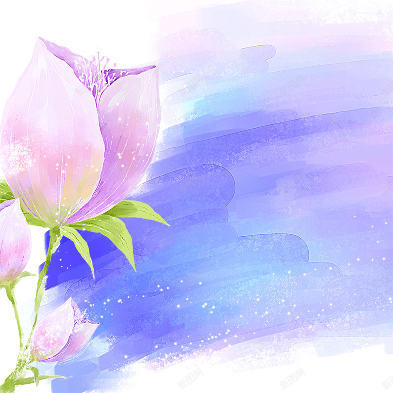 手绘唯美花朵背景psd设计背景_新图网 https://ixintu.com 主图 卡通 唯美 手绘 手绘花朵 水墨 童趣 紫色 花朵