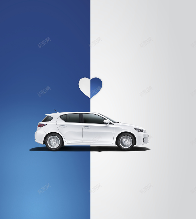 创意汽车宣传海报jpg设计背景_新图网 https://ixintu.com 创意 创意背景 开心 心 拼接 汽车 汽车广告 汽车背景 白色 蓝色 蓝色背景