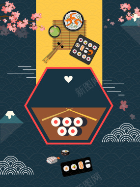 日式料理美食餐饮海报背景背景