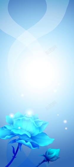 蓝色水晶花婚礼X展架背景高清图片