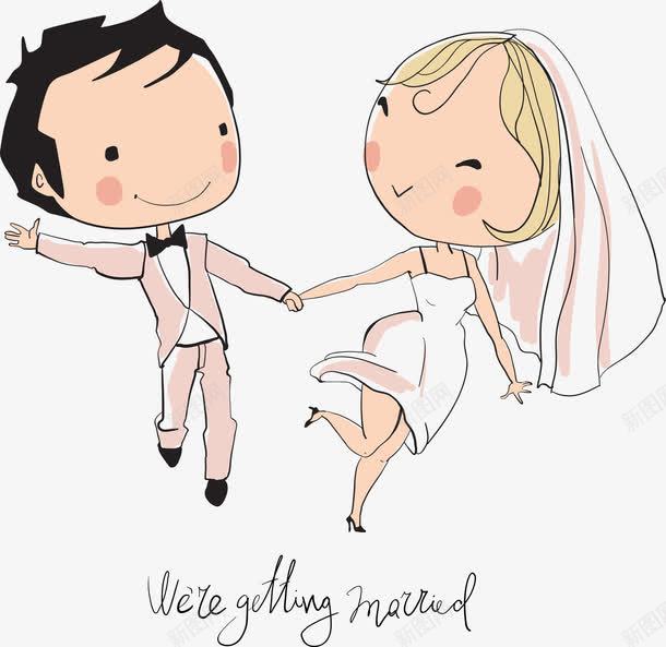 我们结婚吧卡通png免抠素材_新图网 https://ixintu.com 夫妻 婚庆装饰 手拉手 结婚