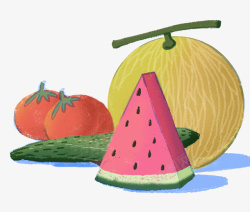 卡通手绘水果蔬菜素材