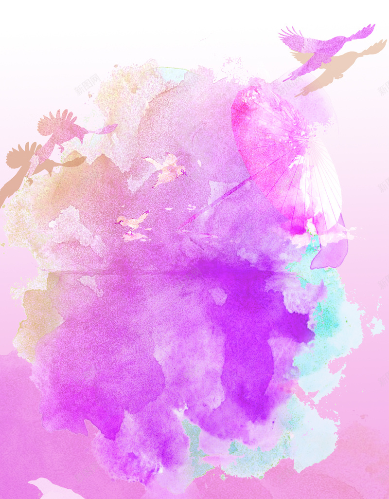 粉紫色浪漫泼墨彩绘psd设计背景_新图网 https://ixintu.com 唯美 彩绘 泼墨 浪漫 清新 粉色 紫色 纹理 艺术